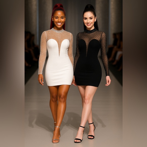 PR BEST CURVYS Dresses & Skirts - Dual Allure Runway Dress Fashion Formal Elegance Elegant Long Sleeves Lady Women